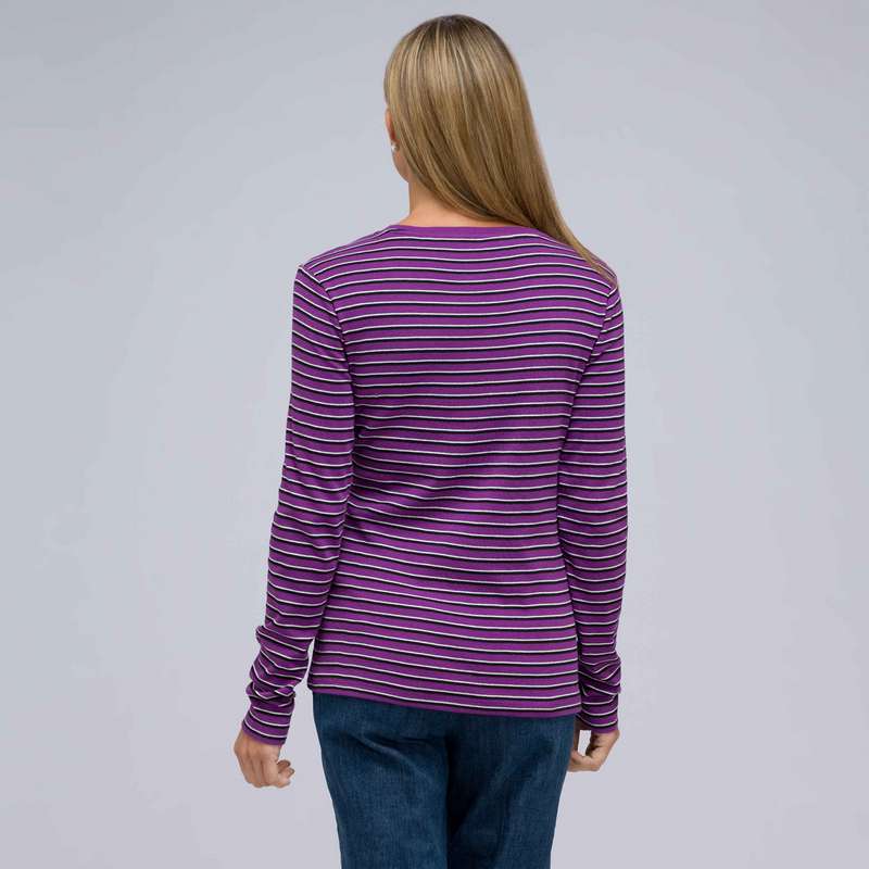 Long Sleeve Crew Neck Top, Meadow Violet Multi, large image number 1